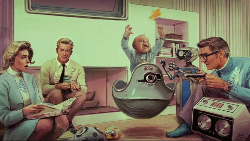Família do quarteto fantástico reunida em uma arte conceito para o filme.