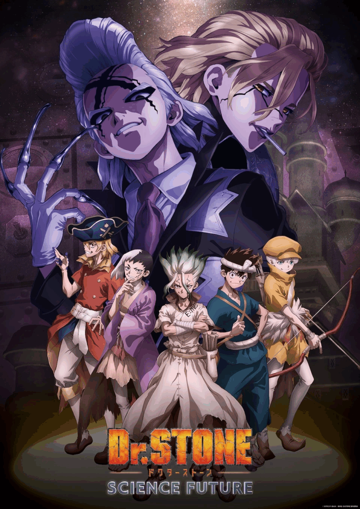Imagem promocional da 4ª temporada do anime Dr. Stone, que será lançado em julho