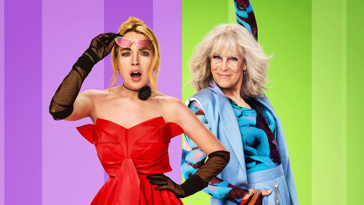 Lindsay Lohan e Jamie Lee Curtis como Anna e Tess Colleman (respectivamente) em pôster do filme "Uma Sexta-Feira Mais Louca Ainda"